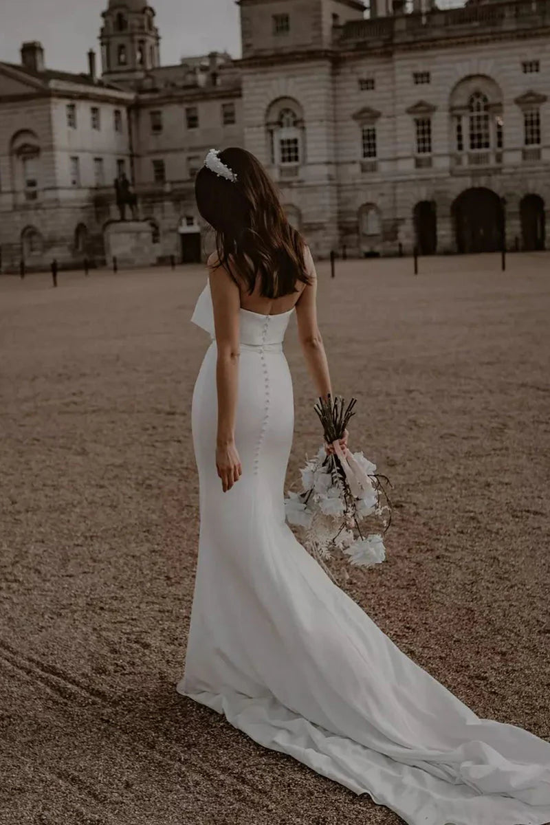 Wholesa Mermaid Sweetheart Simple Satin Wedding Dresses